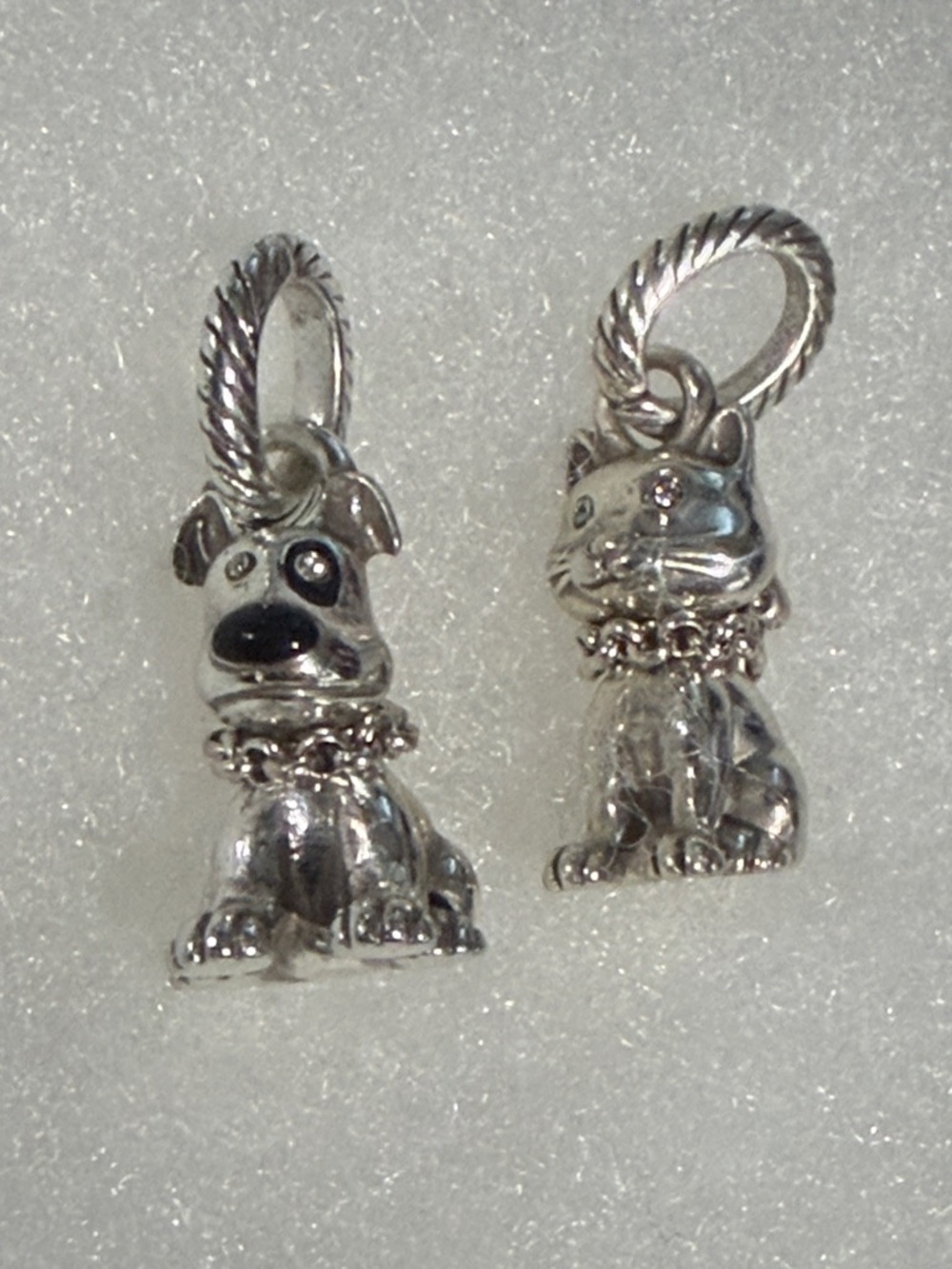 😻🐶 BRIGHTON Silver Dog and Cat Charm Pair! ADORABLE!